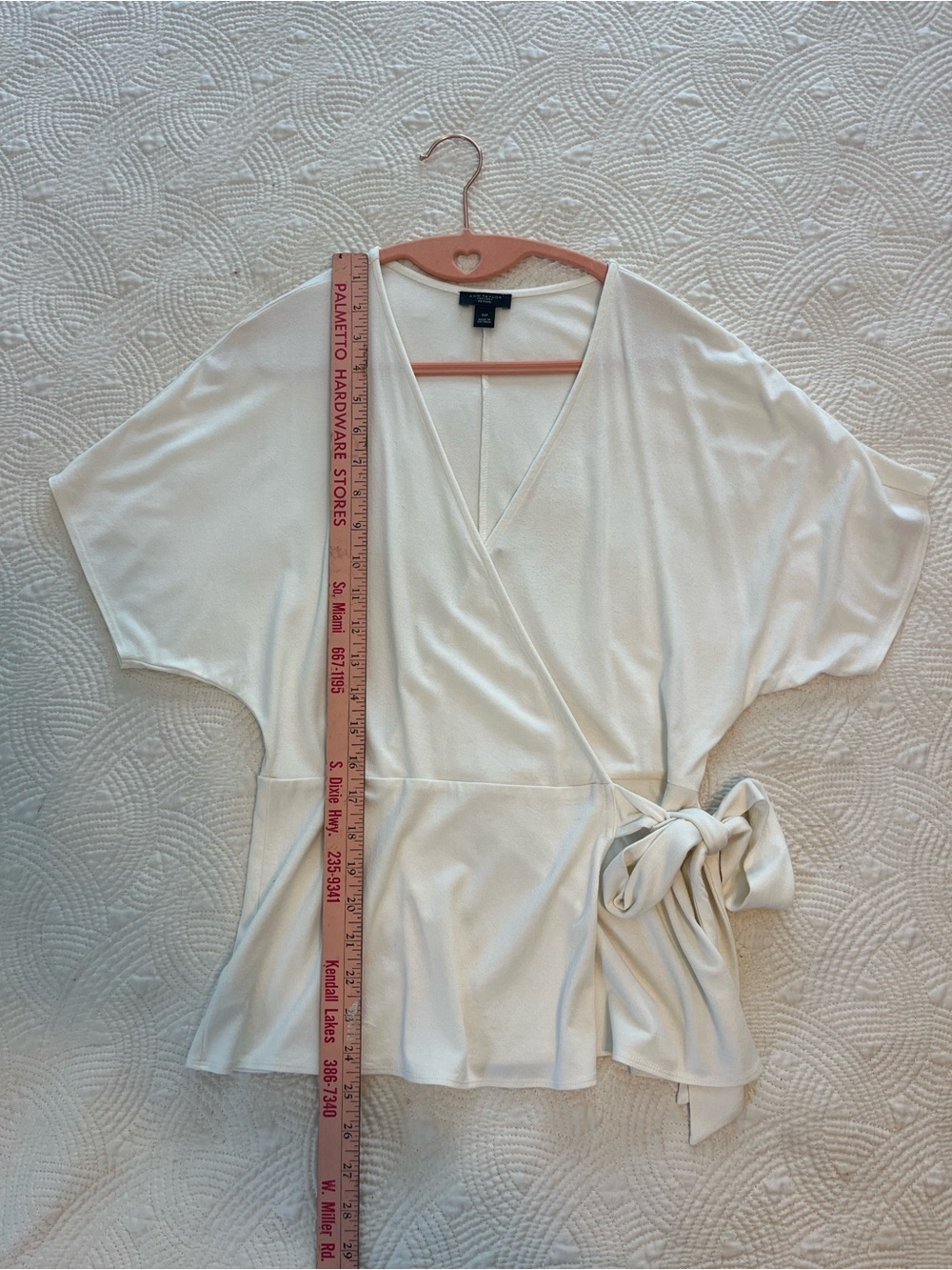 Banana Republic Women's Cream Wrap Tie V-Neck Blouse - Picture 3 of 8